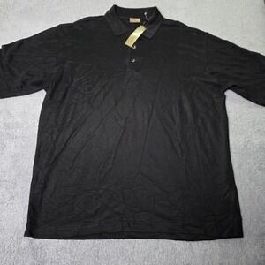 Axist Mens Large Polo Shirt Black Short Sleeve Rayon Blend AK1866 EBY L